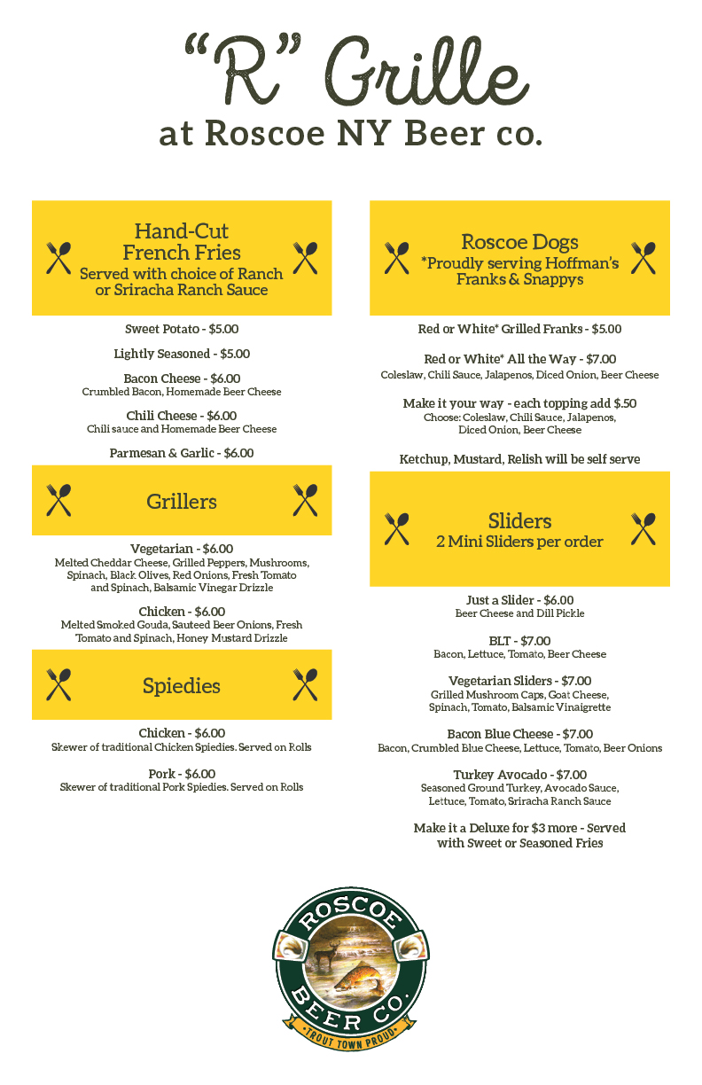 Food Menu | Roscoe Beer Company